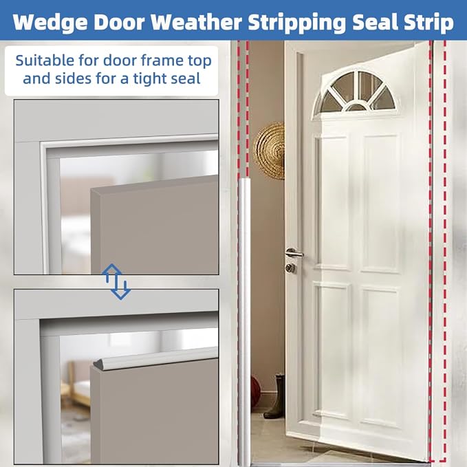 Wedge-Shape Window Weather Stripping Door Frame Seal 2Pcs×196” Brown | Upgrade - Image 4
