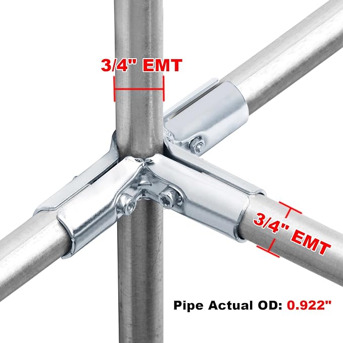 4 Sets 4 Way Structural Pipe Connectors, Fits 3/4" EMT Conduit | - Image 3