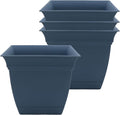 The HC Companies Eclipse Square Planter Pot, 6 Inch, Slate Blue, Attached Saucer by TheHCCompanies