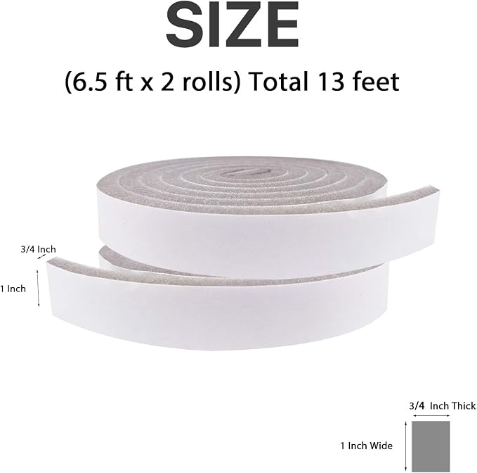 Air Conditioner Foam-2 Rolls, 1 Inch Wide X 3/4 Inch Thick, 13Ft | Open Cell AC - Image 2