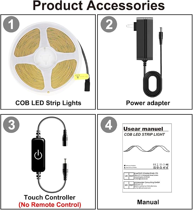 Pandery COB LED Strip 5m, 16.4ft LED Strip Lights, Touch Dimmable LED Strips - Image 2