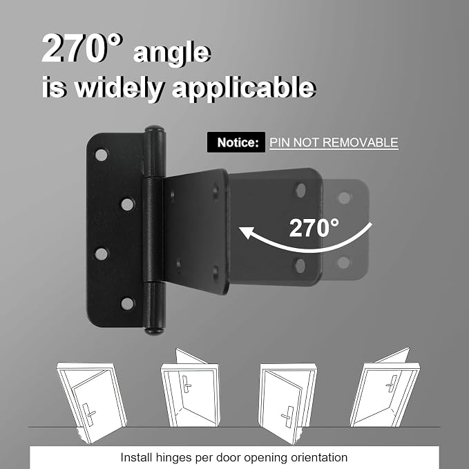 2 Pack 6" Door Hinges, 280 Lbs Capacity Heavy Duty Gate Hinges | T-Strap Shed - Image 4