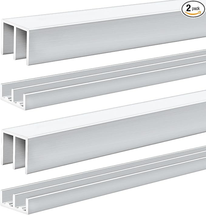 2 Set 4 ft Silver Aluminum Sliding Door Track Set by Landical
