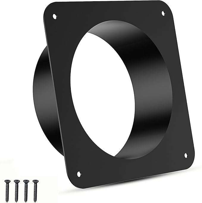 4 Inch Duct Connector Flange, Metal Dryer Vent Wall Flange | Square to Round by Ehiair
