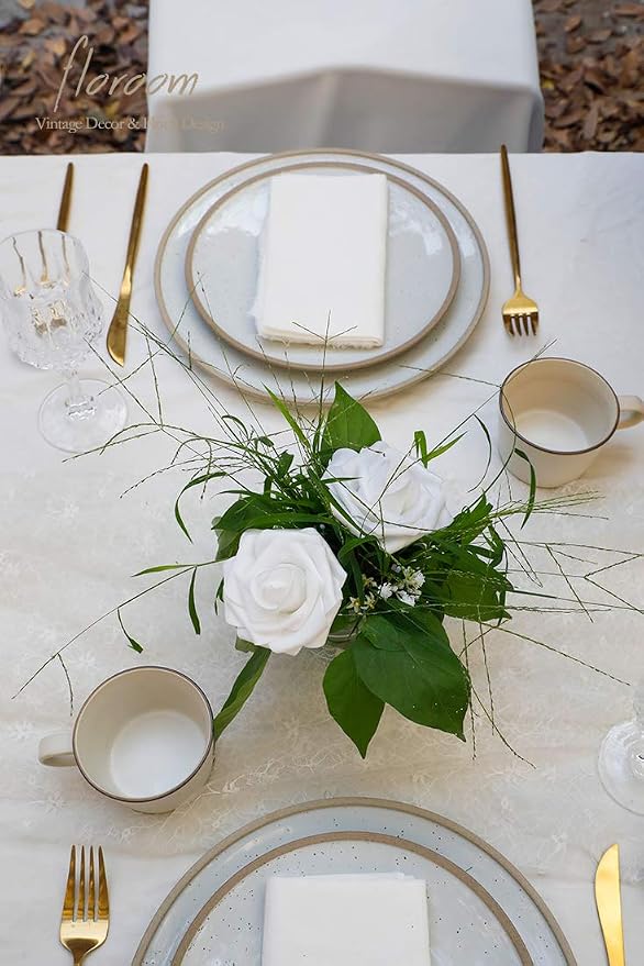 Artificial Flowers 50pcs Realistic White Foam Fake Roses - Image 5
