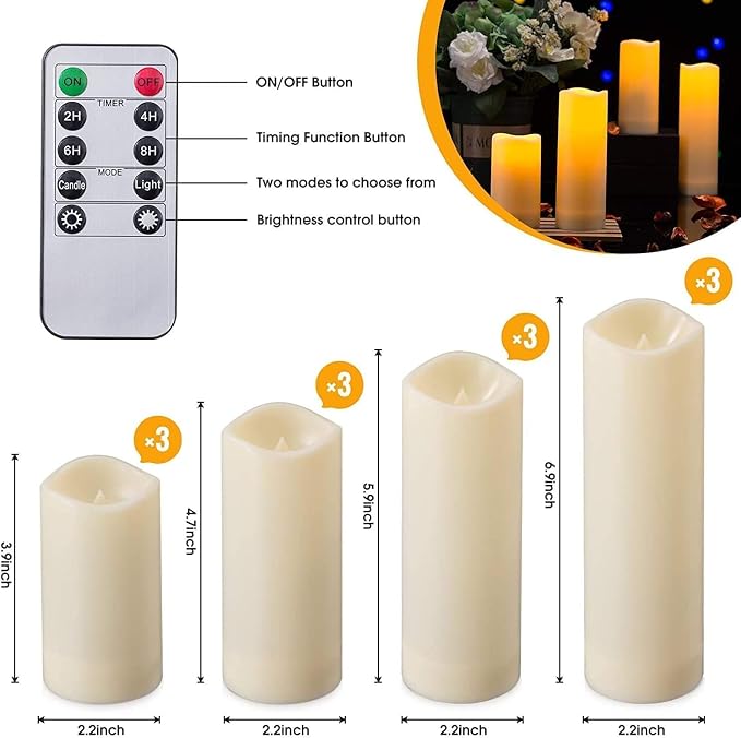 Flameless Candles with Remote Control Waterproof Outdoors & Indoors, Battery - Image 3