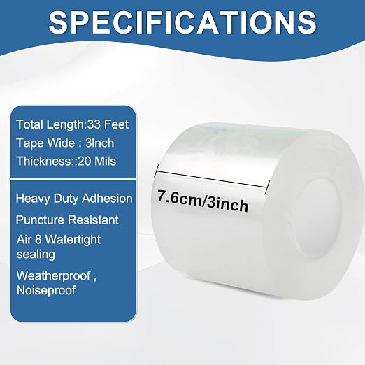 Transparent Window Weather Sealing Tape 3IN x 33 FT Draft Isolation No Residue - Image 2