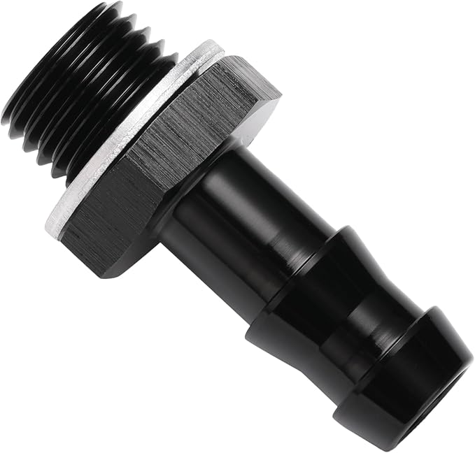 M14x1.5 Male Metric to 3/8 Barb Fuel Pump Inlet Adapter Fitting Aluminum Black - Image 3
