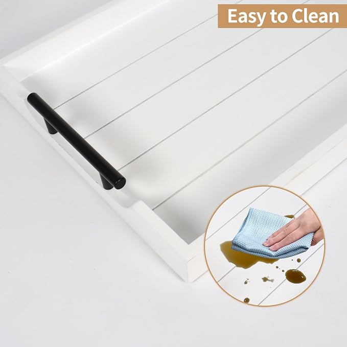 SXNOWS Wood Serving Tray with 2 Sets of Handles, 4 Coasters Included - Image 7