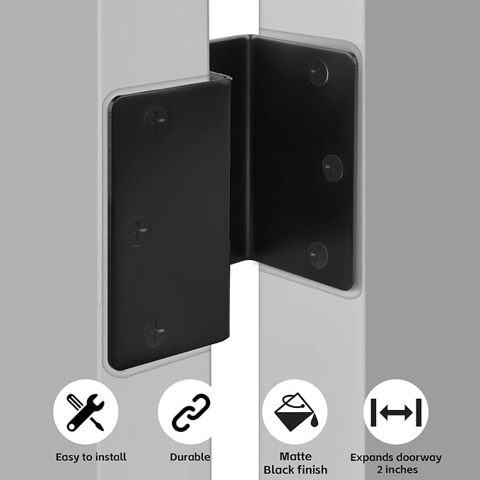 6 Pack Offset Hinges Black Expandable Door Hinges 3.5 Inch Heavy Duty Full - Image 6