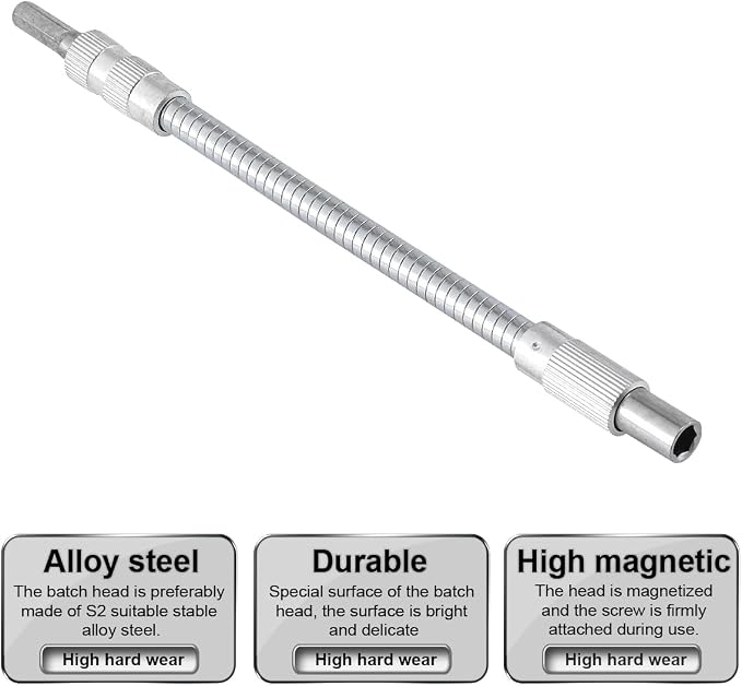 1 Pcs Mixed Drive Flexible Socket Extension Bar Adapter -200mm, 6.35mm Alloy - Image 8