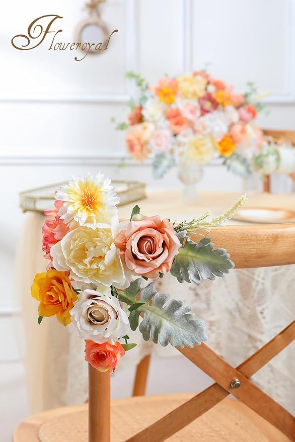 Artificial Flowers Combo Champagne Flowers Mix Silk Flowers Dahlia Roses - Image 6
