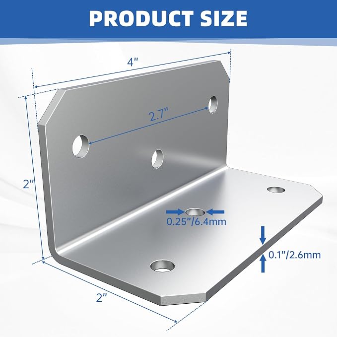 4"x2" Steel L Brackets, Corner Braces - Image 7
