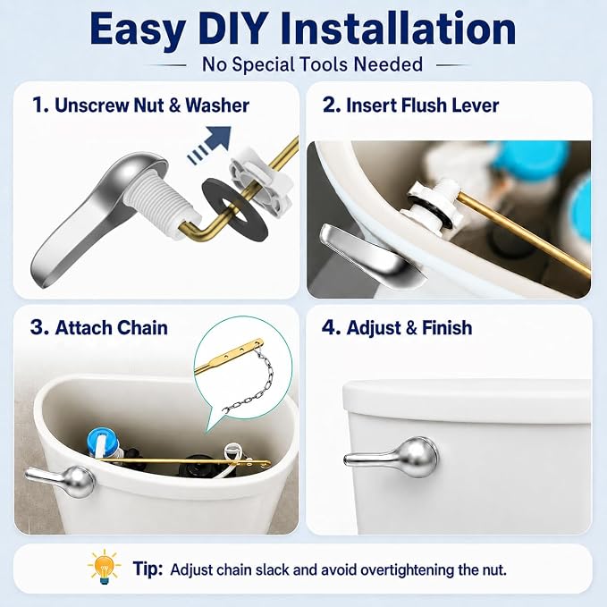 Toilet Handle Replacement Kit – Universal Front Mount Toilet Flush Handle - Image 4