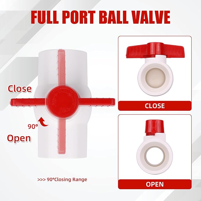 1' PVC Ball Valves, PVC Valves Ball Valve Water Shut Off Valves, 1 inch PVC - Image 6