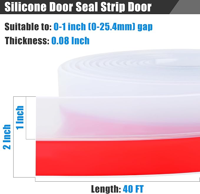 Draft Seal Tape for Doors and Windows 2 in x 40 Ft Silicone Weather Stripping - Image 2