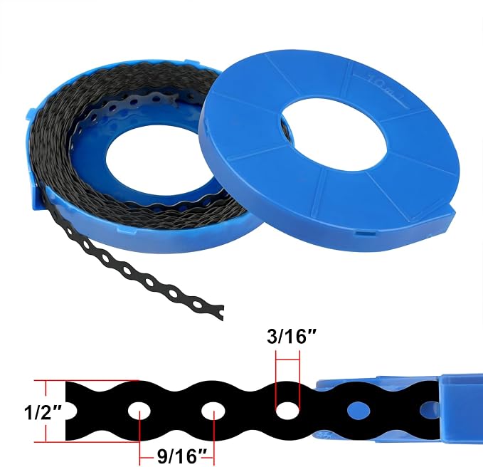 Black Perforated Metal Pipe Hanger Strap - Image 3