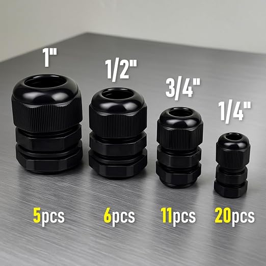 42 pcs NPT Strain Relief Nylon Cord Grip Cable Glands Assorted Kit - Image 2