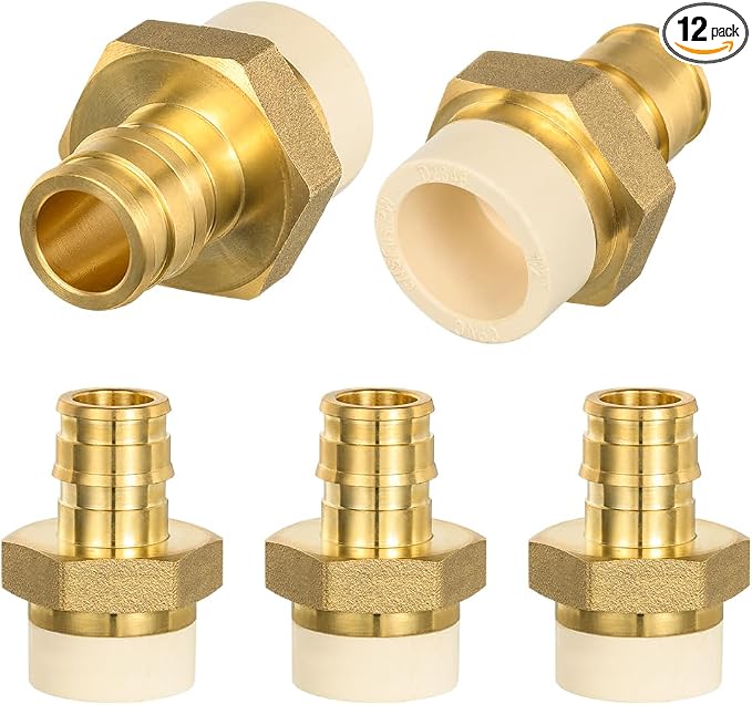 5 Pack 1/2" Pex-A x 1/2" CPVC Transition Adapter Heavy Duty Brass Barb PEX by Orianse
