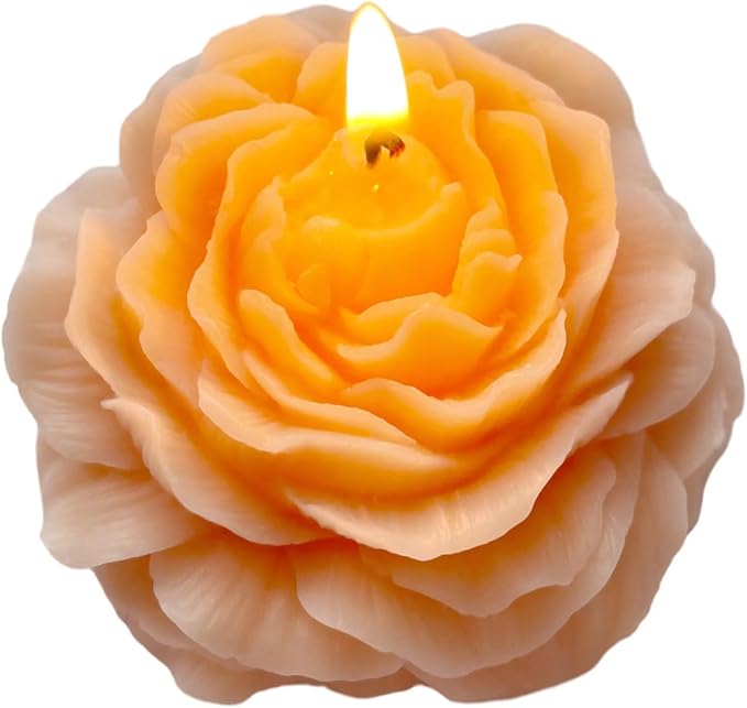 Light-Peach Peony Flower Shape Candles by Peytanger