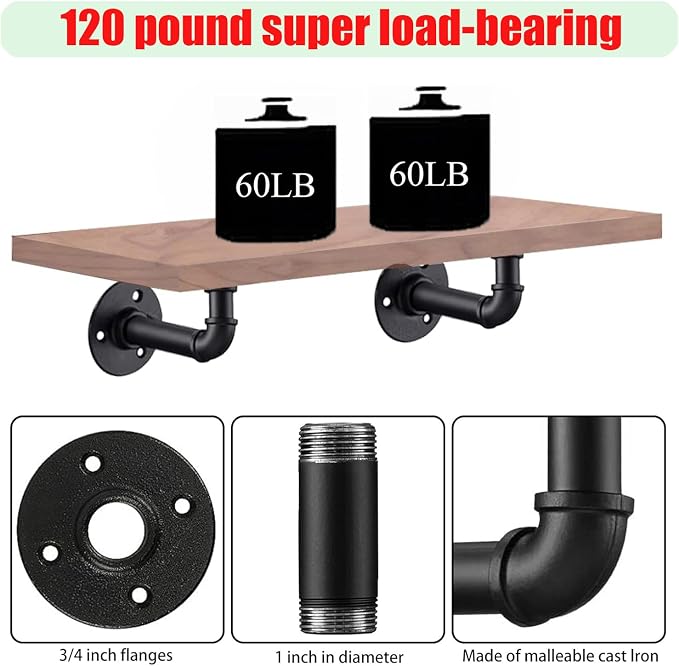 Industrial L Pipe Shelf Brackets - Image 5