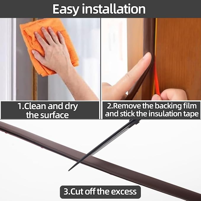 ESUFEIR 49ft D Shape Weather Stripping Seal Strip, Self-Adhesive Rubber - Image 5