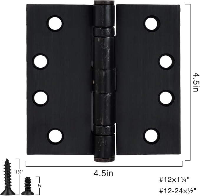 TDCHINGES Heavy Duty Door Hinges Oil Rubbed Bronze 4.5 Inch Square 1 Pack | - Image 2