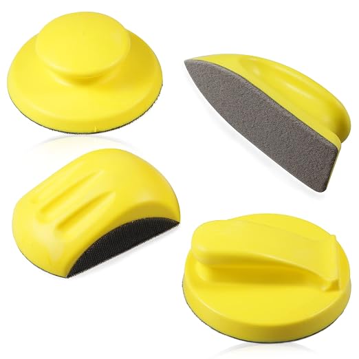 SPEEDWOX 4 Pack 5" Hand Sanding Blocks Round and Mouse-Shaped Hook and Loop by SPEEDWOX