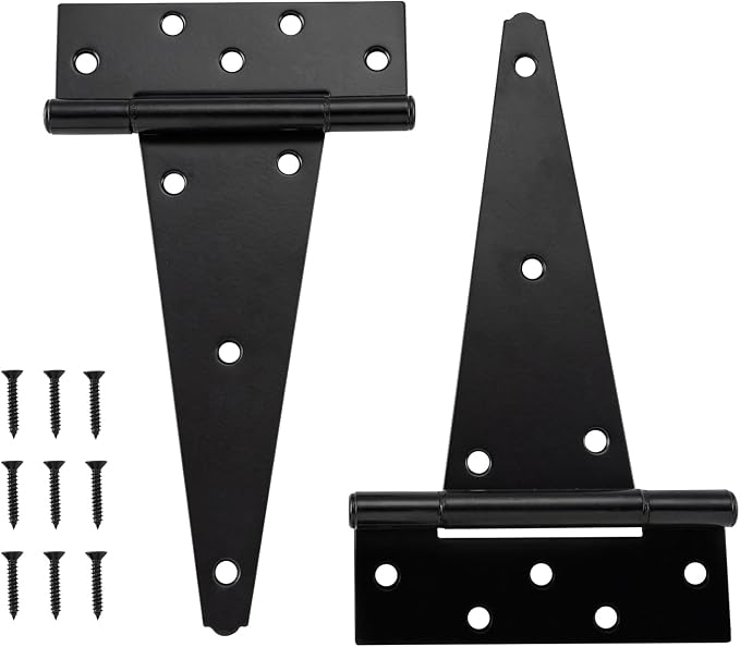 HOME MASTER HARDWARE 10" Heavy Duty Gate Hinges, 2 Pack T Strap Hinges | Steel - Image 9