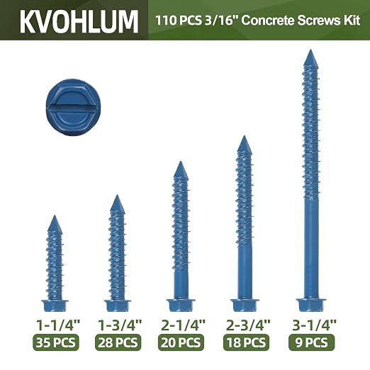 3/16" Hex Head Concrete Screws Anchor Kit, Brick or Stucco - Image 2