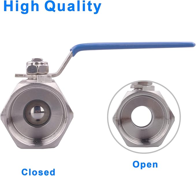 DERNORD Stainless Steel Ball Valve 1PC Type 1.25 Inch NPT Standard Port - Image 3