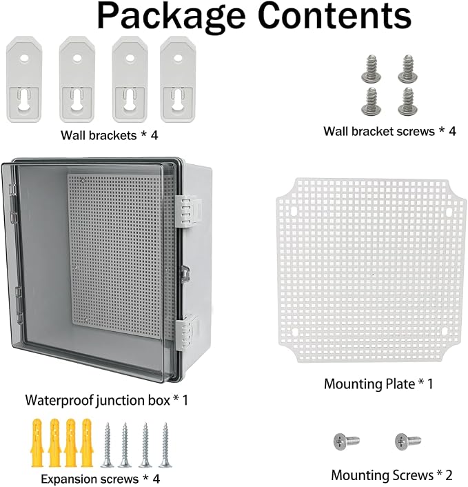 Junction Box, Hinged Grey Clear Cover IP67 Waterproof ABS Project Box - Image 6