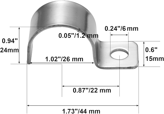 Conduit Pipe Clamps, 304 Ss Pipe Mounting Brackets, Metal One-Hole P-Type Clips - Image 3