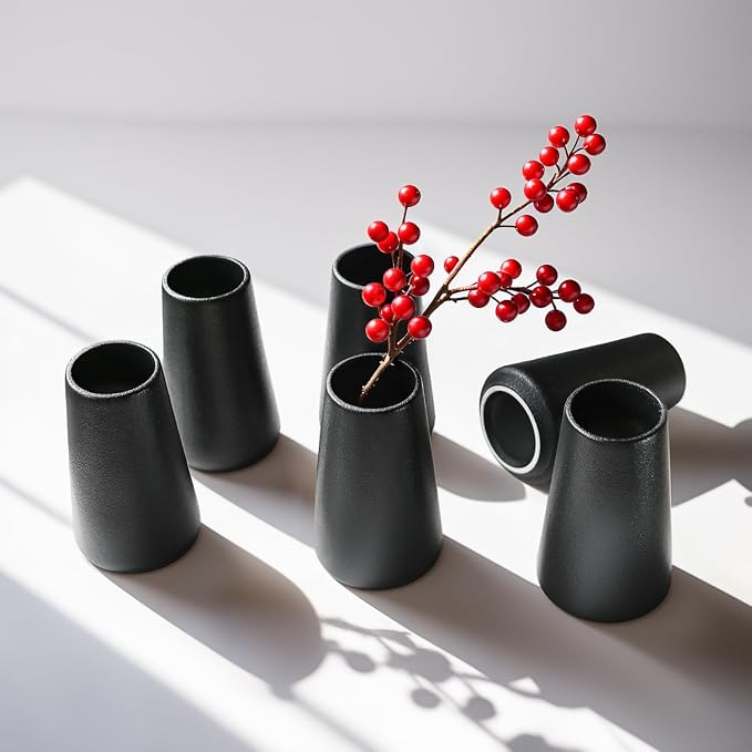 Modern Black 5.9'' Ceramic Vase Set of 6 - Image 2