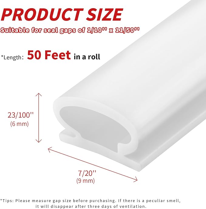 50 Feet D-Shape Rubber Weather Stripping Door Seal Strip, Self-Adhesive Backing - Image 5