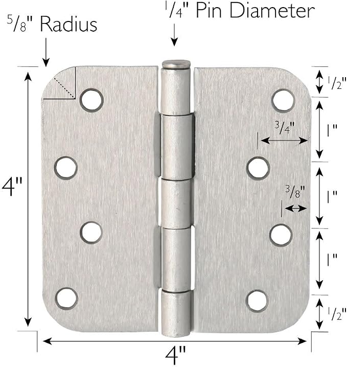 Design House Interior Door Hinge, Satin Nickel | 5/8" Radius, Traditional - Image 5
