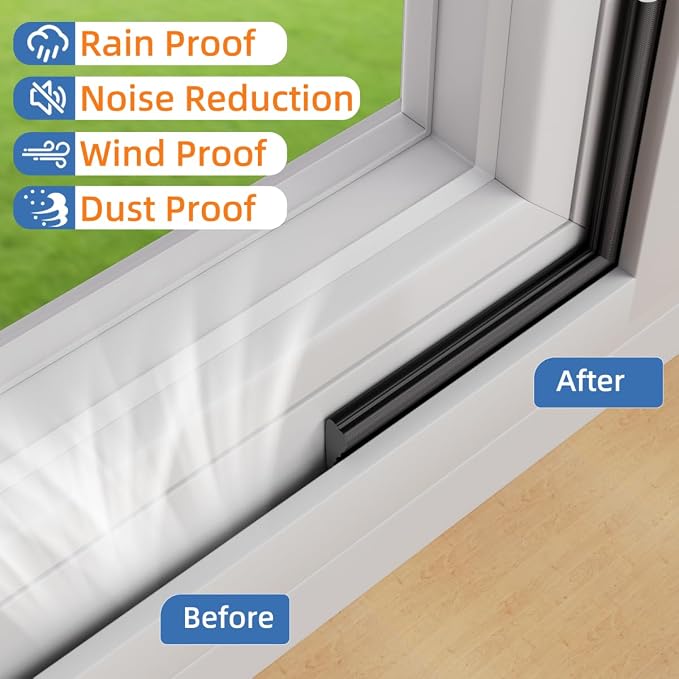 Kneelisa Wedge-Shape Window Weather Stripping Door Frame Seal 118” Black | - Image 6
