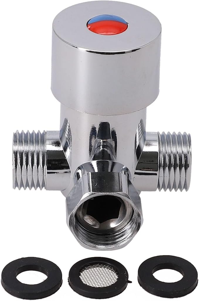 Thermostatic Mixing Valve G1/2 Brass Adjustable Hot and Cold Water Control - Image 2