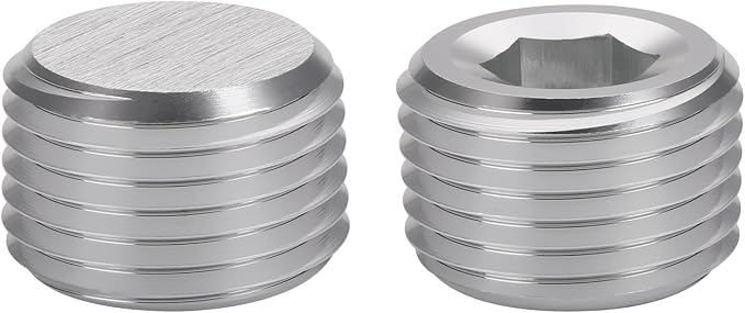 1/16 NPT Male Thread Allen Head Socket Pipe Plug Fitting Aluminum Silver - Image 3