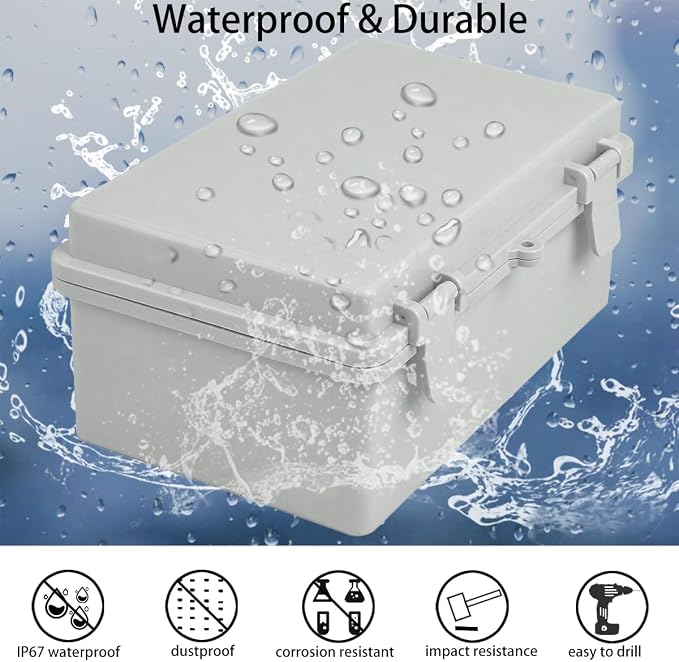 Junction Box, Hinged Grey Cover IP67 Waterproof ABS Project Box - Image 2