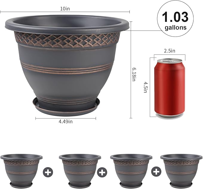 10 Inch Plaid Plant Pots 4 Pack - Image 4