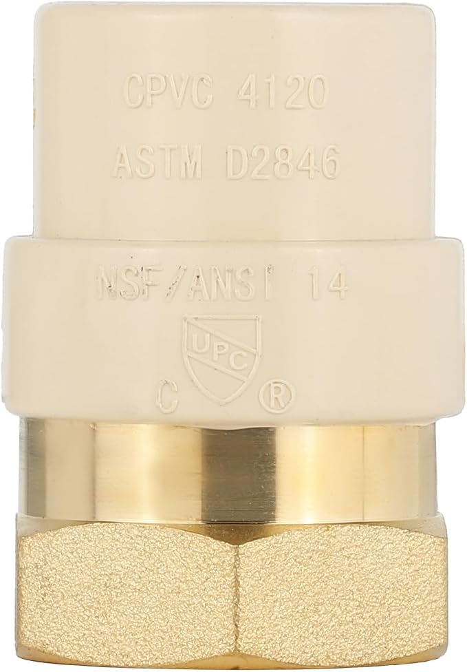 EFIELD 3/4"CPVC X 3/4"Female Thread NPT Transition Coupling, Brass Adapter Pipe - Image 3
