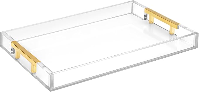 Modern 16"x12" Rectangle Acrylic Lucite Plastic Decorative Serving Tray by HomeRedefined