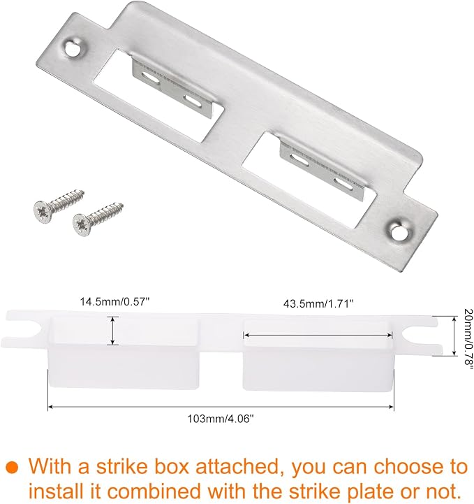 uxcell Door Strike Plate, 145mm x 40mm 201 Stainless Steel Latch Deadbolt - Image 3