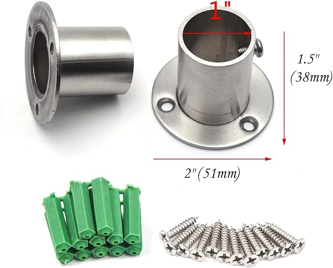 Antrader Stainless Steel Closet Rod Flange, 1 Inch Adjustable Socket Bracket | - Image 3