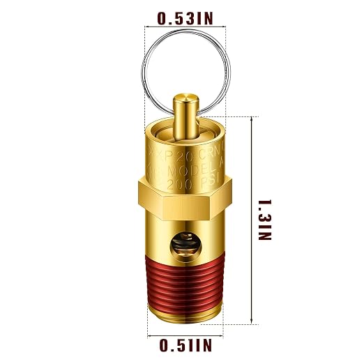 4 Pcs 1/4 Inch Male Npt 200 Psi Air Compressor Pressure Relief | Safety Valve - Image 2