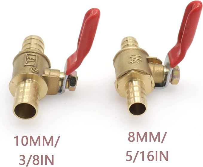 2-Pack 3/8 Inch Brass Ball Valve, 10mm Hose Barb - Image 3