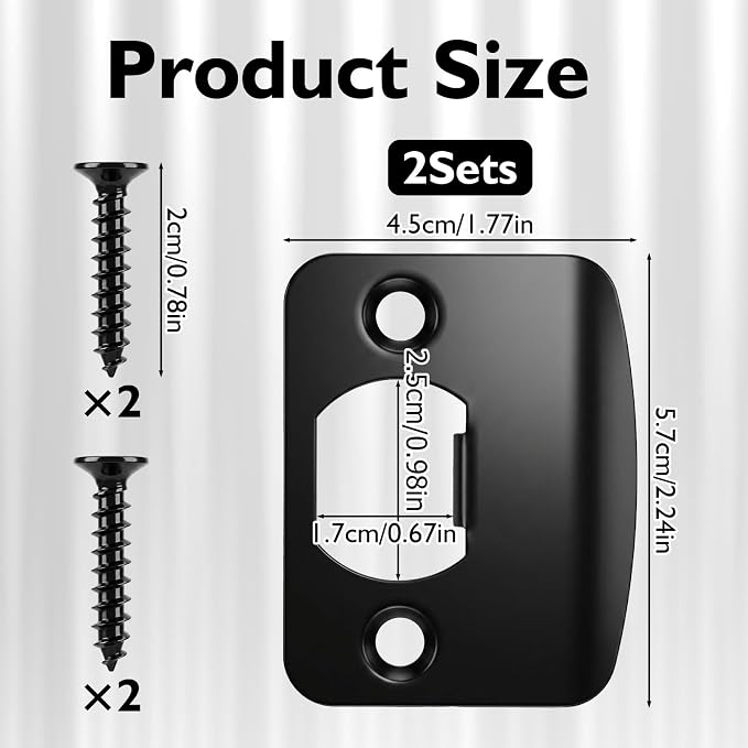 2PCS Universal Door Strike Plate, 2-1/4 Inch x 1-3/4 Inch Stainless Steel Door - Image 2