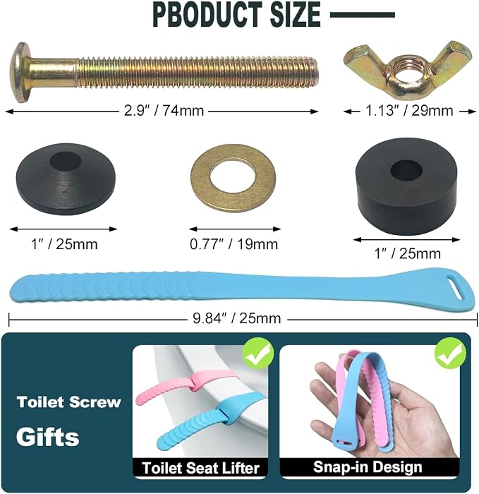 Toilet Seat Screws Replacement Kit, Toilet Seat Bolts Replacement Kit, Metal - Image 3