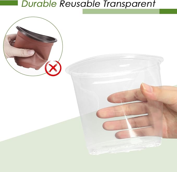 FUIJOL 4/5/6/7 Inch Clear Nursery Pots - Image 5